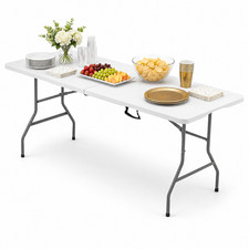 6ft Heavy Duty Folding Trestle Table Portable Event Catering Party BBQ w/ Handle