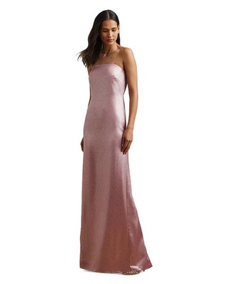 NEW Lauren Ralph Lauren Womens Foiled Charmeuse Strapless Sheath Gown Pink  Sz 14 | eBay
