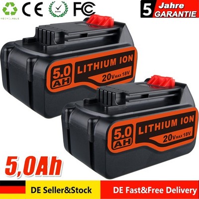 2PACK 20V 5.0 AH MAX Li-Ion Akku für Black & Decker LBXR20 LBX20 LB2X4020 LCS120