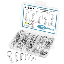 100PCS Cotter Pins Assortment Kit, 6 Sizes Hardware Pins 304 Stainless Steel Cot