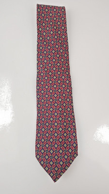 VTG Scappini Sera Pura Italy Silk Neck Tie Red Blue Patterned