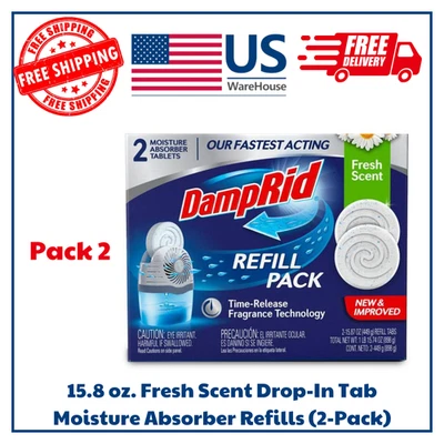 DAMPRID 15.8 Ounce Fresh Scent, Odor-fighting Moisture Absorber Refills Bathroom 2 Pack