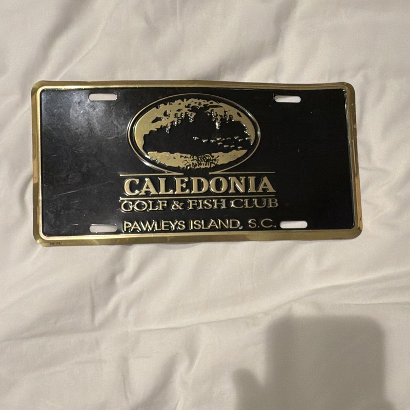 Caledonia Golf & Fish Club Pawleys Island SC Black & Gold License Plate