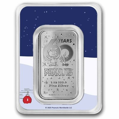 Peanuts® 60th A Charlie Brown Christmas 1 oz Colorized Silver Bar