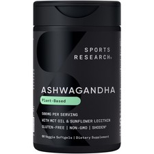 Ashwagandha 500mg - 60 Veggie Softgels - Natural Stress  Anxiety Support
