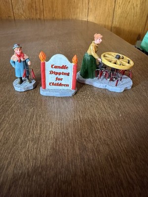 Lemax Village Candle Dipping Fun Accessory Figurine Set Of 4 #32687 Missing Some