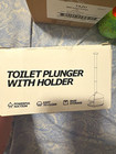 White Toilet Plunger & Holder Set, Plastic Freestanding Modern Easy-Clean — photo 1