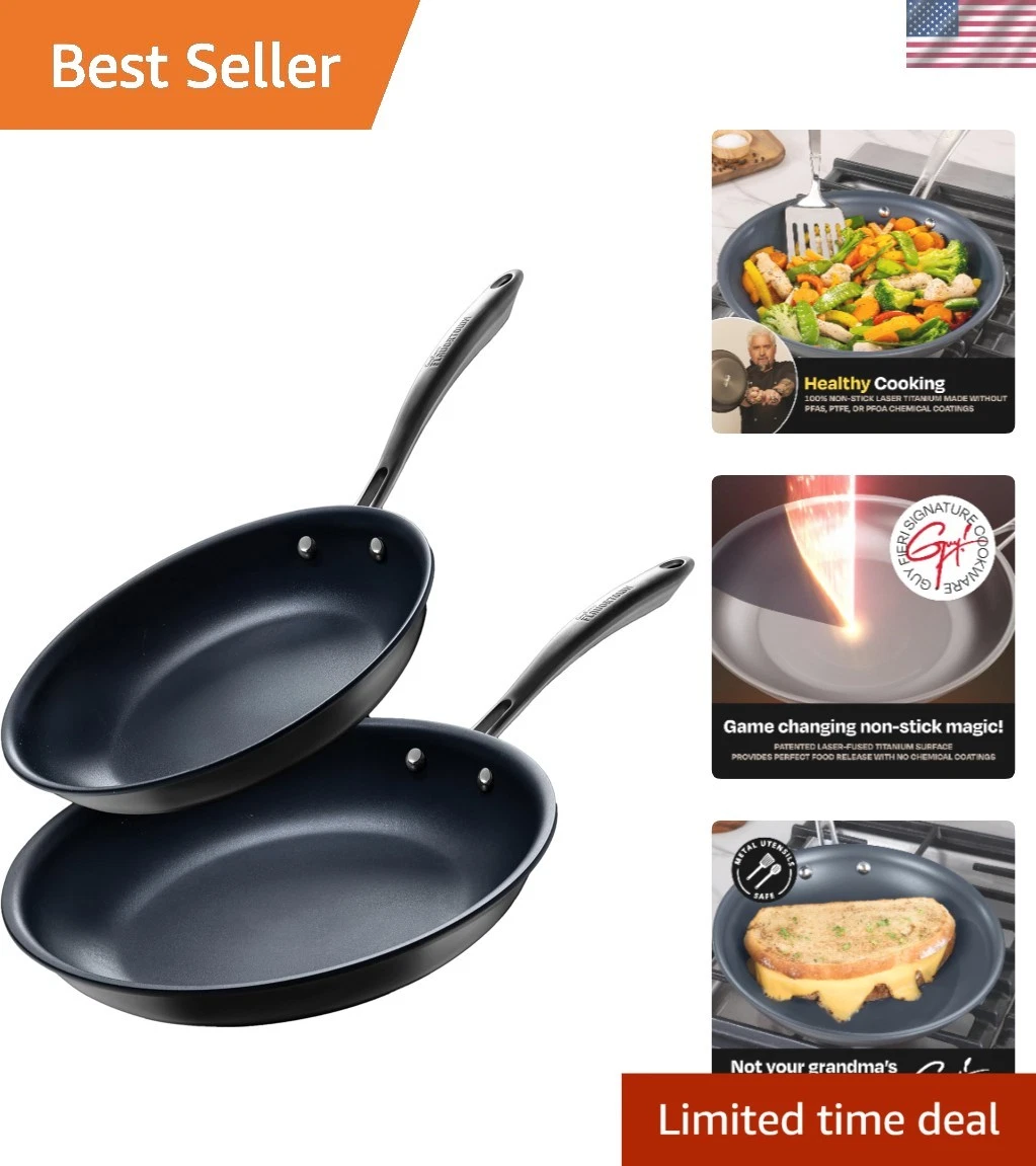 Titanium Non-Stick Fry Pan Set 8.5 10 Inch Durable Dishwasher Oven Safe