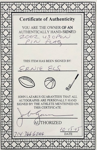 Ernie Els Signed Autograph 2002 US Open Championship Flag W/COA - Picture 3 of 3