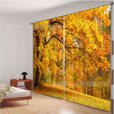 3D Herbst Wald 389 Blockade Foto Vorhang Druckvorhang Vorhänge Stoff Fenster DE