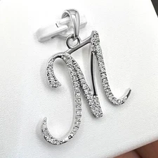 .11CTW Natural Diamond 10K White Gold Initial Letter Pendant