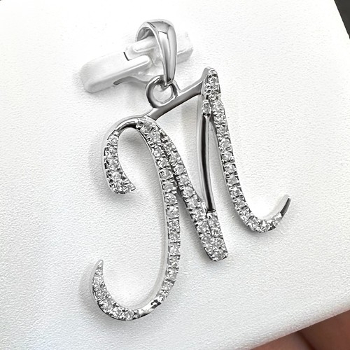 .11CTW Real Diamond 10K White Gold Initial Letter Pendant - 第 1/5 張圖片