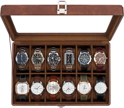 Joyero Hombre Caja Para 12 Relojes Automáticos Vitrina Acrílica