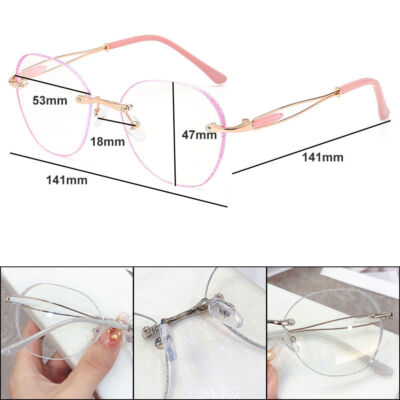 Rimless Blue Light Blocking Reading Glasses Women Glitter  display picture 1