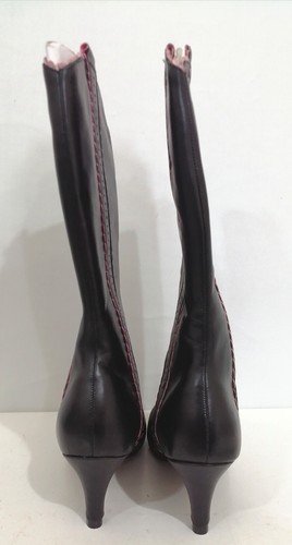 London Rebel Western Tall Cowboy Boots Leather Black Pink Heels Size UK 4 - Picture 5 of 12