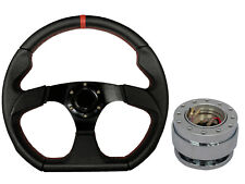 Black Aftermarket 350mm D1 Steering Wheel + Quick Release boss B30