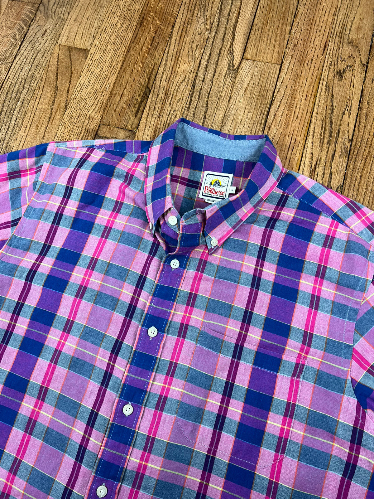 Surf Pendleton Plaid Button Down Short Sleeve Cas… - image 1