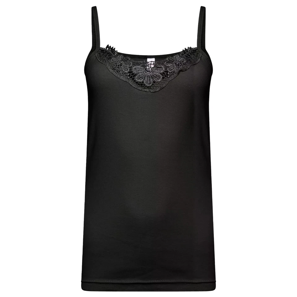 Ladies Strappy Vest Cami with Flower Details Womens Tank Top Cotton Pack 1,3,6 - Image 4 of 4