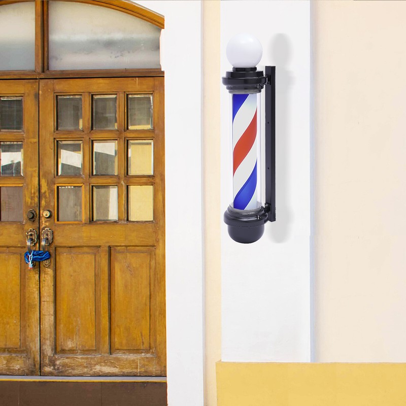32" Barber Pole Light Rotating Sign Light Hair Salon Shop Rainproof for Outdoor