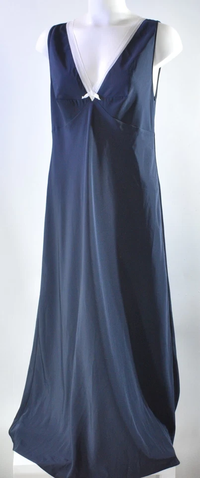 De Colección Vera Wang Vestido Sin Mangas Maxi Lencería Largo Camisón Encaje Azul Marino Pullover Mujeres M Foto 2 de 4