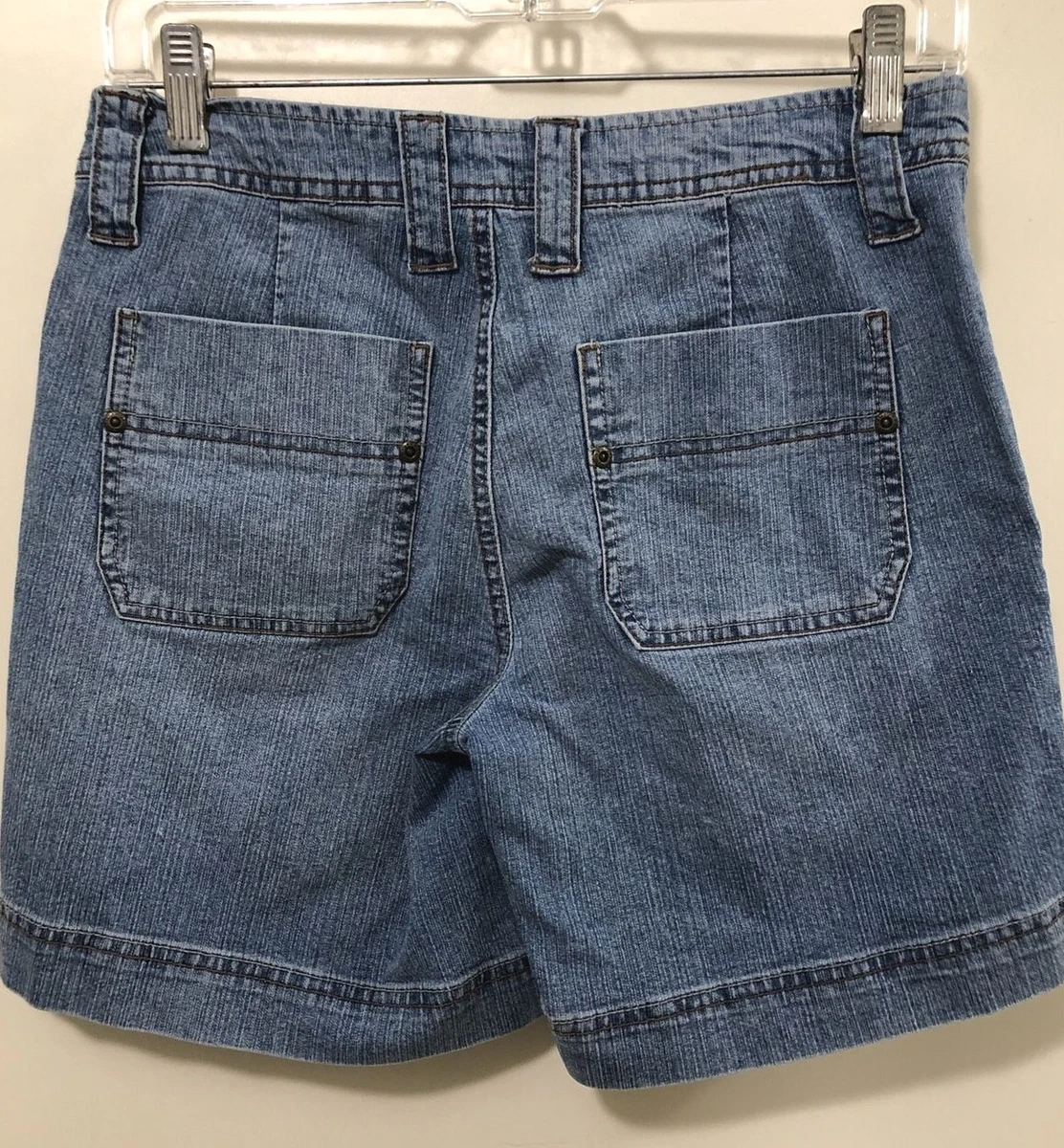 Faded Glory Stretch Blue Jean Shorts Womens Sz 4 Mid Rise 8.5 Zip