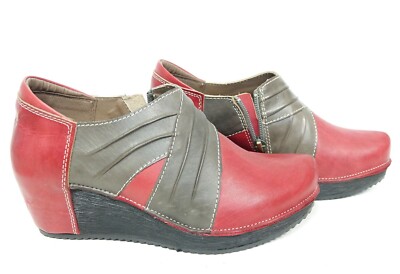 New L'artiste Spring Step Confort leather Upper Clog Womans Shoes Red sz 5.5