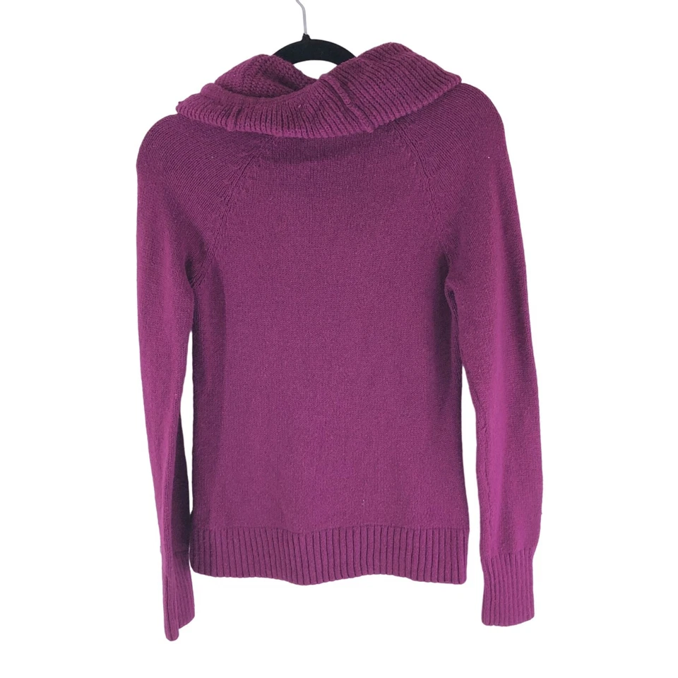 Columbia 女式毛衣圆领粗针织棉羊毛混纺紫色 S — 第 2/4 张图片