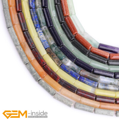 4x12mm Tube Cylinder Natural Gemstone Column Beads Jewellery Making 15'' In Lots