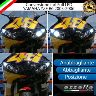 ESL KIT FARO LED YAMAHA YZF R6 2003-2006 ANABBAGLIANTE ABBAGLIANTE H7 POSIZIONE T10
