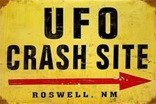 Listing image for UFO Crash Site Aluminium Metal Sign Plaque Man Cave Home Wall Funny