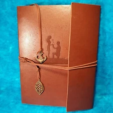 Vtg Style Leather Photo Album AIOR Scrapbook Album 7x10.25" Inch 29 Black Pages