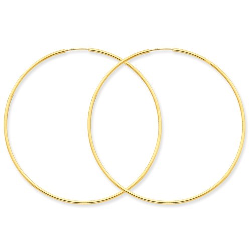 14k Yellow Gold 1.25mm Endless Hoop Earrings | Thin Seamless Circle Hoops | Fine Jewelry
