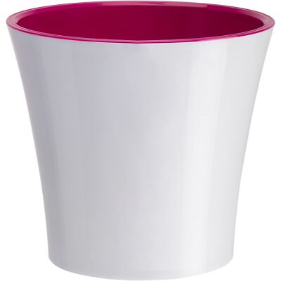 Decopots Plastic Round Modern Flower Pot Planter, White Purple, 7.7''