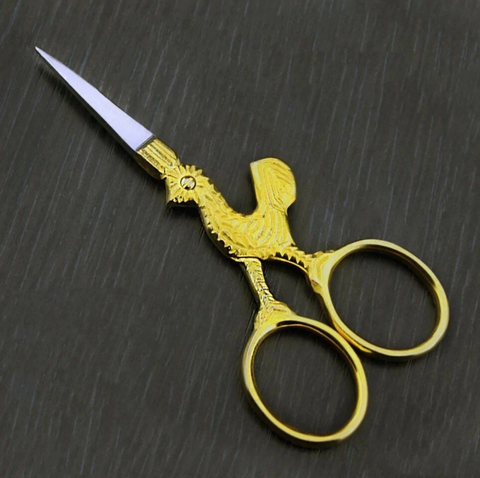 Goldene Storch-Hahn-Schere, beste Stickschere für Kunst und Handwerk, Gold - Bild 4 von 4