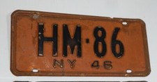 1946 New York NY Nassau County license plate HM early issue Low # 86
