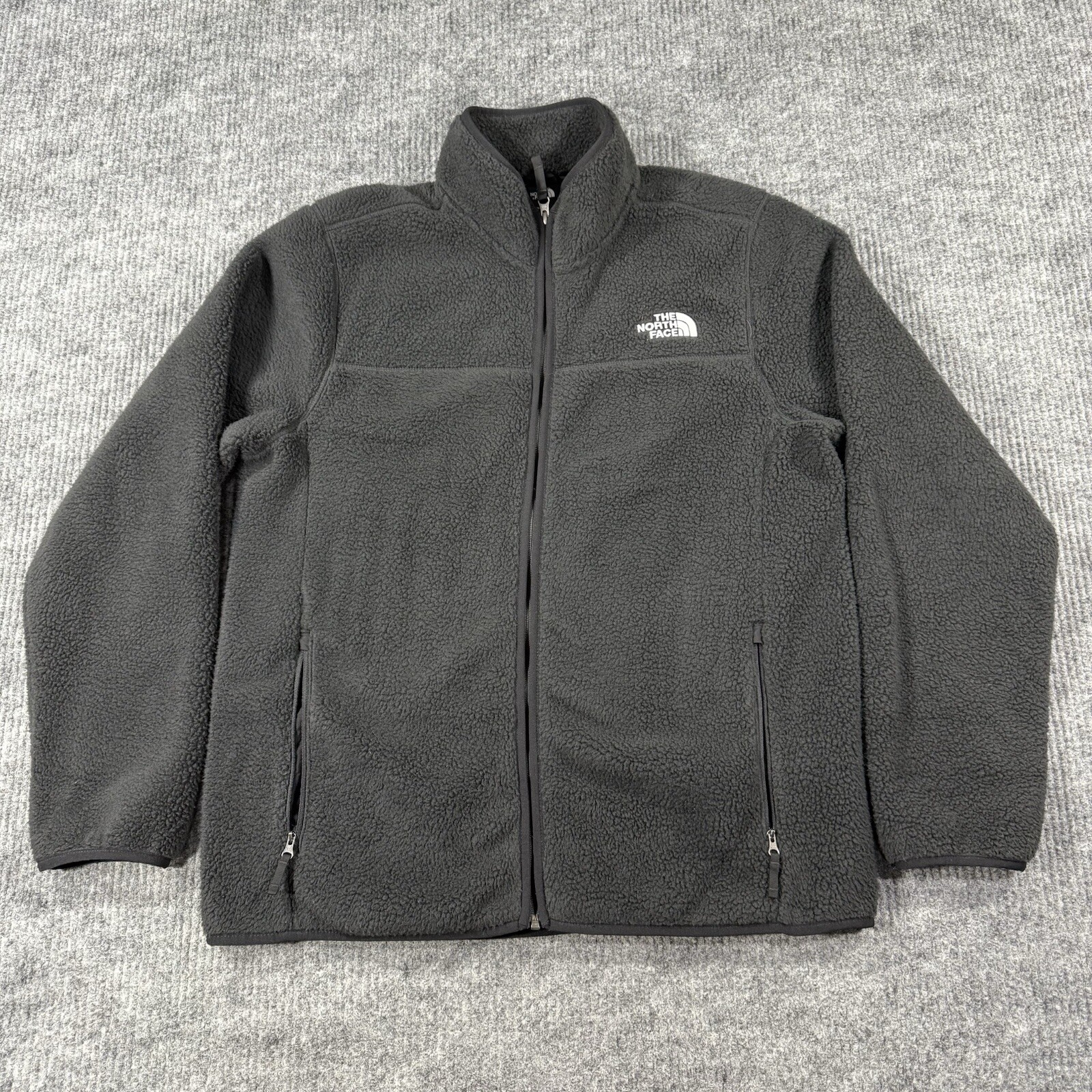 The North Face Mens Jacket Deep High Pile Sherpa Fuzzy Fleece Full Zip Size L