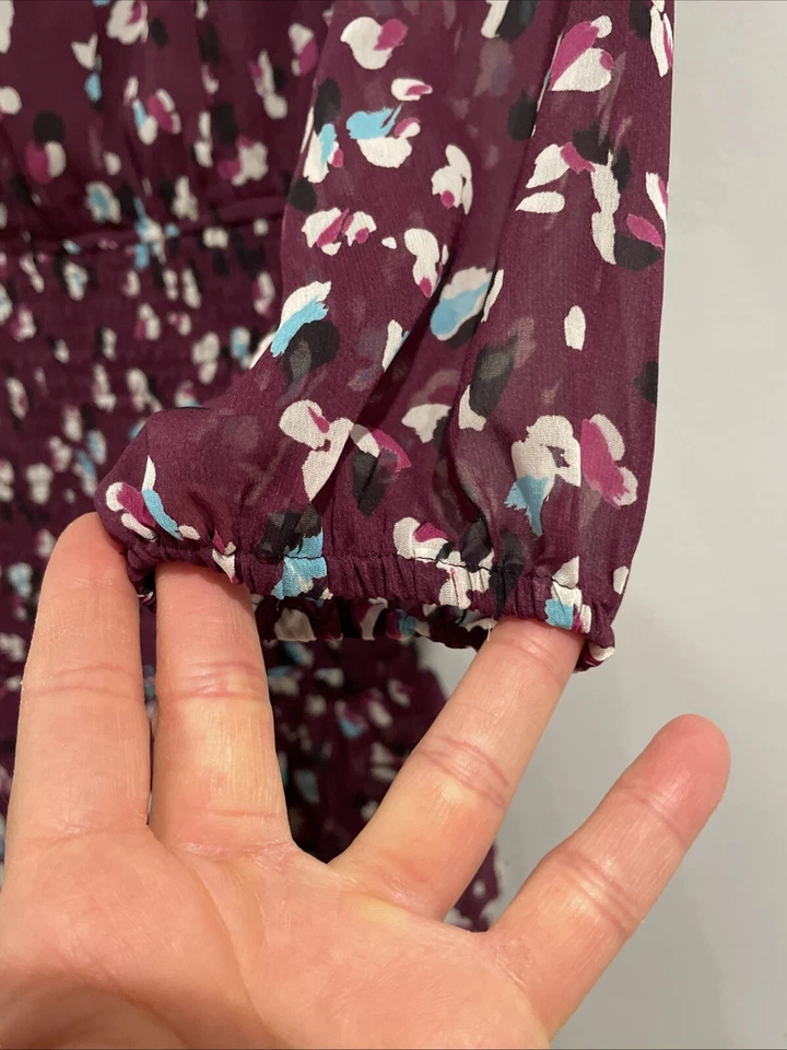 Vestido de fiesta corto ajustado AQUA para niñas púrpura con volantes manga larga talla M 9/10 Foto 3 de 4