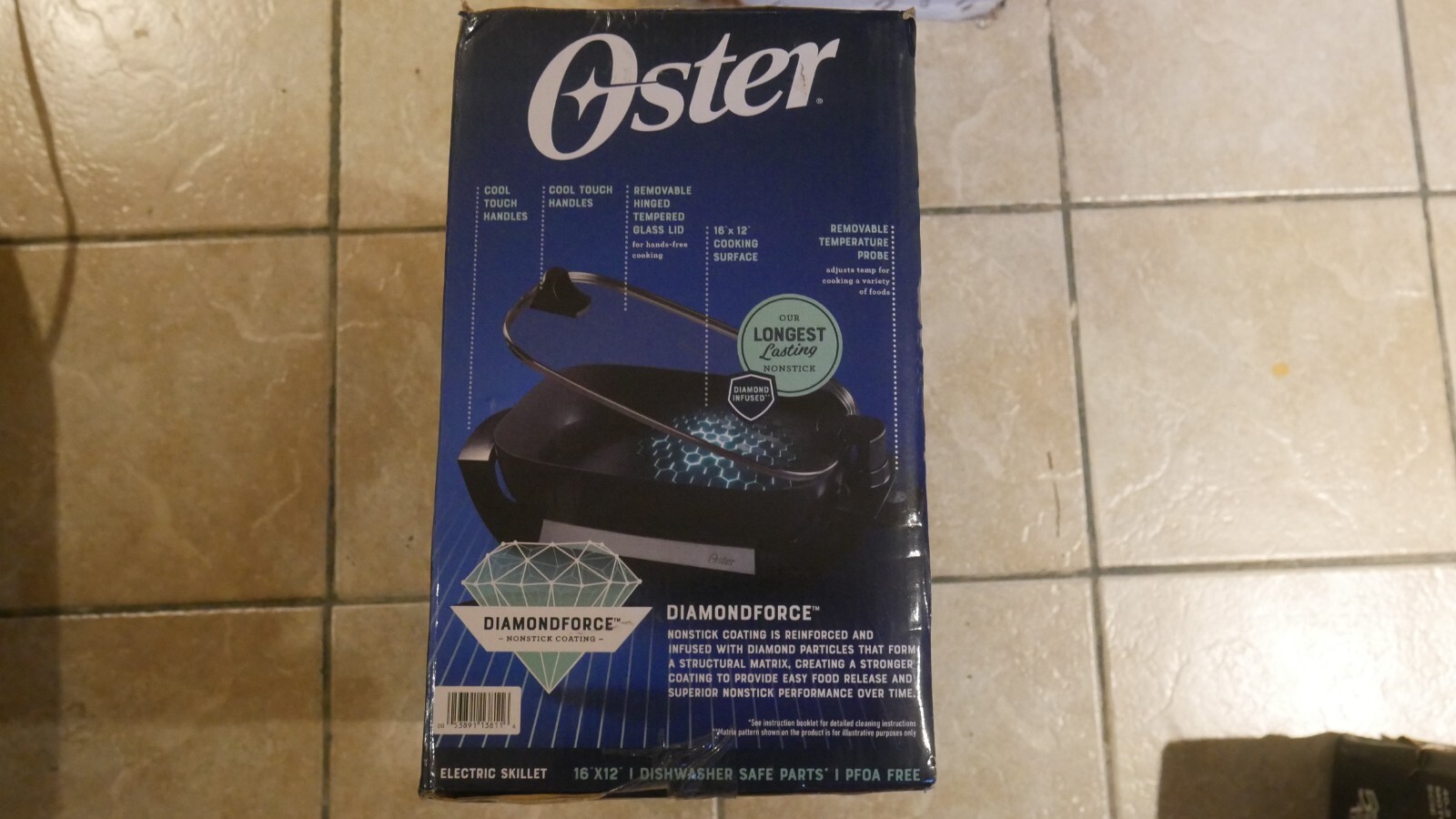 Oster DiamondForce 12in x 16in Nonstick Electric Skillet with Hinged Lid, Blac eBay