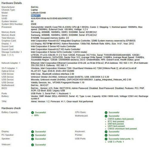 Dell Latitude E5440 14" (128GB, i5 4th Gen., 8GB RAM, 1.90GHz) Laptop-No AC/OS - Picture 15 of 15