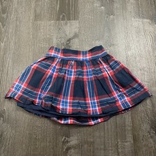 Abercrombe  Fitch Girls A-Line Skirt Lined Pull On Blue Red Plaid Size XS