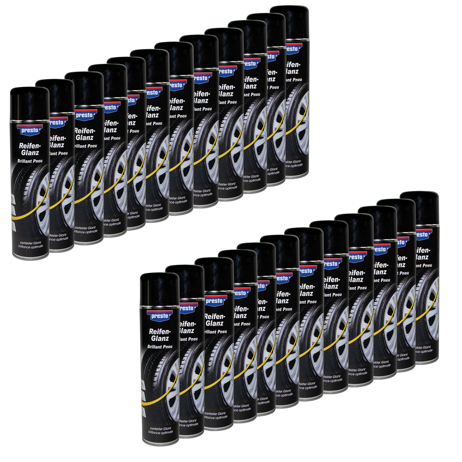 Presto Lucidante Pneumatici Spray 24x 600ml Cura Pneumatici Protezione Lucidante Sigillante 383458