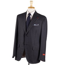 NWT 3995 ISAIA Gray Check 'Extra Light Flannel' Wool-Silk Suit 46 R Eu 56 