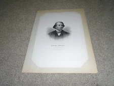 c.1874 Engraving CHARLES SUMNER by A. Robin, Do Not Let Civil Rights Fail