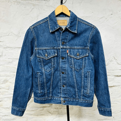 Levi's Denim Trucker Jacket Blue Size 34 Red Tab Cotton Vintage 90s Dark Wash