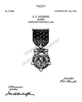 Congressional Medal Of Honor Patent Print - White