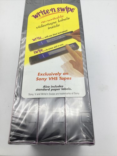 Sony T-160VL VHS Blank Tapes 8 hrs 3 Pack Write N' Swipe NOS MGM Fuji Sealed 5 - Picture 6 of 6