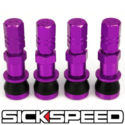 4 PC PURPLE ALUMINUM VALVE STEMS WITH CAPS FOR TIRE/WHEEL/RIM/CAR/TRUCK