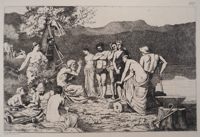 Puvis de Chavannes: The Rest, Engraving Signed, Durand Ruel, 1873