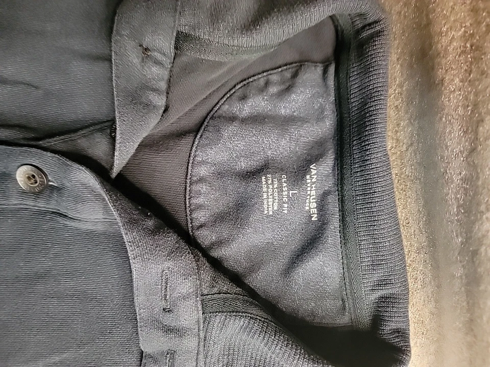 Van Heusen Never Tuck Classic Fit Men's Blue Henley Long Sleeve Shirt Size Large - Image 3 of 4