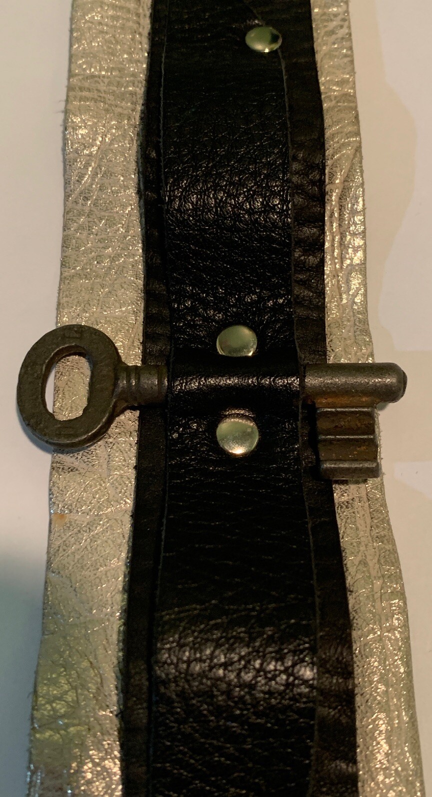 Handmade Leather Key Design Button Bangle Bracele… - image 9